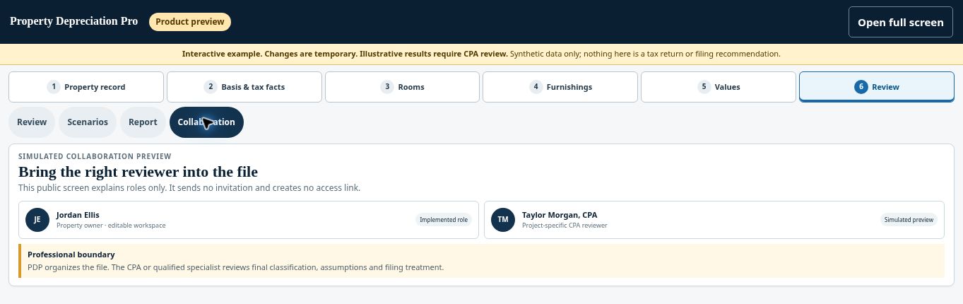 Property Depreciation Pro updated demo: Collaboration