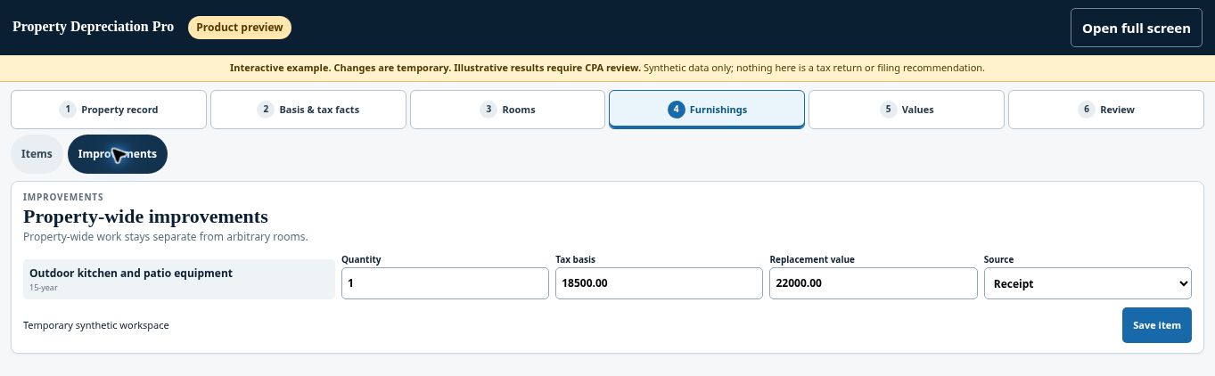 Property Depreciation Pro updated demo: Improvements