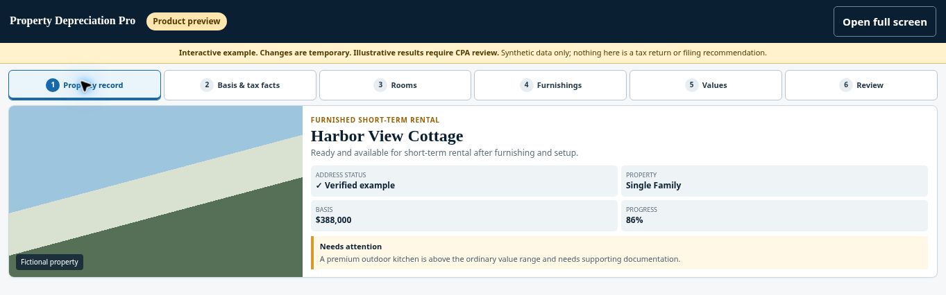 Property Depreciation Pro updated demo: Property record