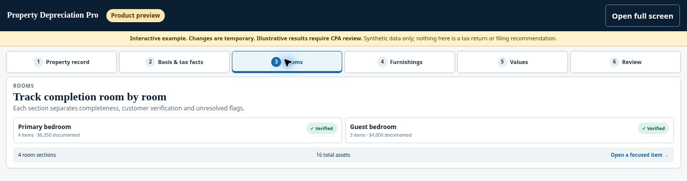 Property Depreciation Pro updated demo: Rooms